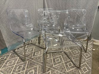 IKEA Tobias Clear and Chrome Dining Chairs (Set of 4)
