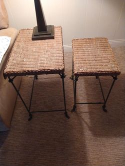 Real wicker end tables used in Warrenville