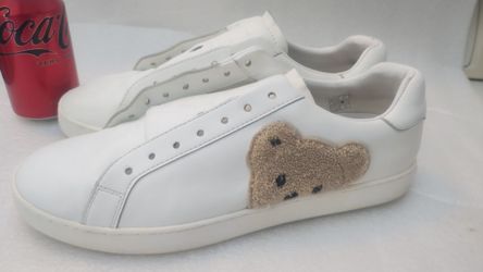 Palm Angels White Leather Sneakers With Gold Teddy Bear/  Size 44