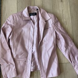 pink leather jacket