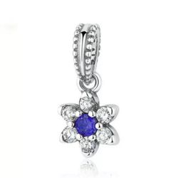 Sapphire Flower Charm Dangle