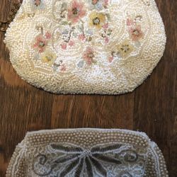 2 Vintage Womens Beaded Purse & Coin 