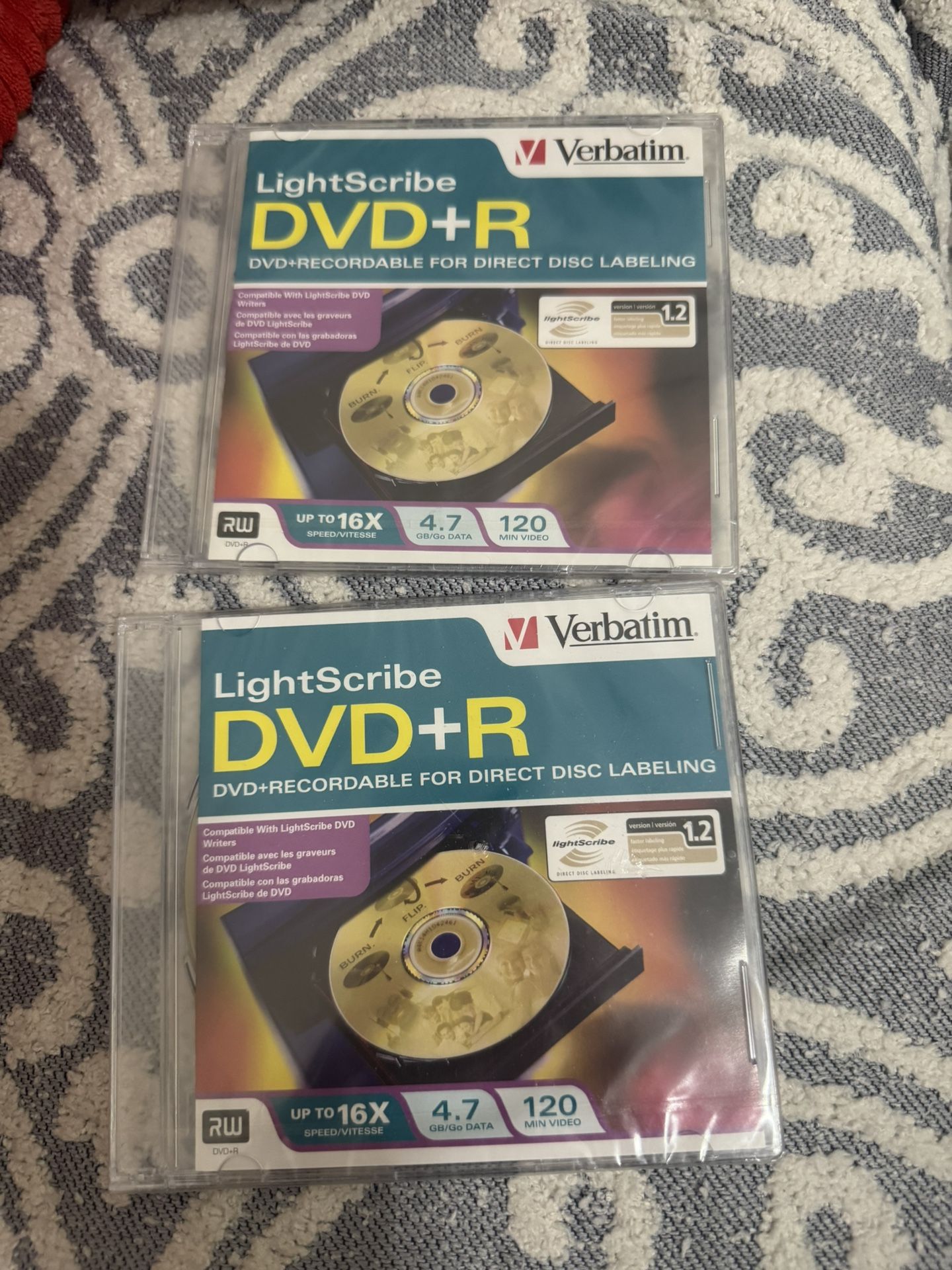 2 Pack Verbatim Light Scribe DVD+R Blank Media Laser Etch Prints Direct to Disc