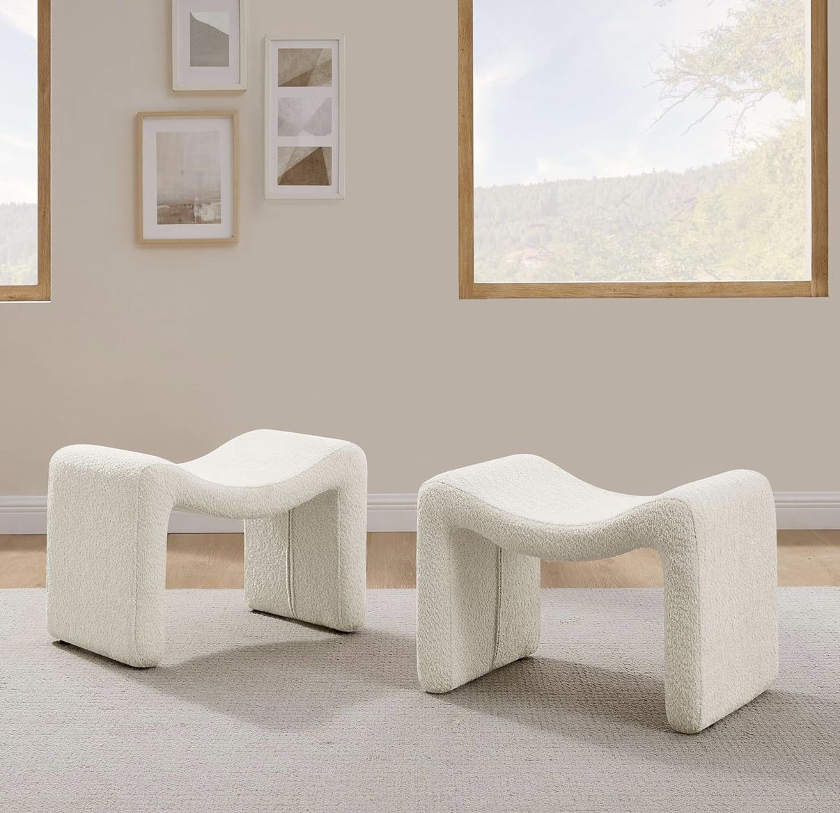 Boucle Ottoman Vanity Stool Chairs