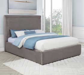 54-inch Upholstered Queen Platform Bed Mushroom /Mattress not included