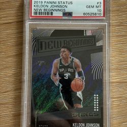 2019-20 NBA Panini Status New Beginnings Keldon Johnson #3 RC PSA 10 Low Pop