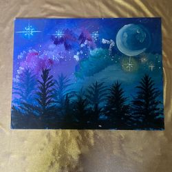Nightfall Forest Painting For Sale