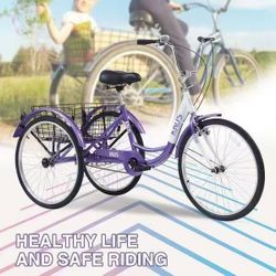 🔥Hot Sale🔥 26 in. 3 Wheel Bikes, Single Speed Portable 