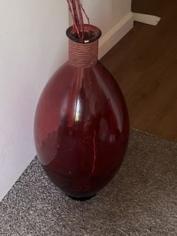 Deep Red Glass Floor Vase With Branches-Sacred Energy Piece 