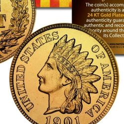  INDIAN HEAD Cent Penny U.S. Coin .(24K.) Gold Plated Penny with Capsule. Weight: 3.1 Grams. 