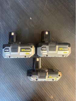 Ryobi HP 18V ONE+ Battery Bundle – 2x 4.0Ah + 1x 2.0Ah Lithium-Ion Batteries – Like New