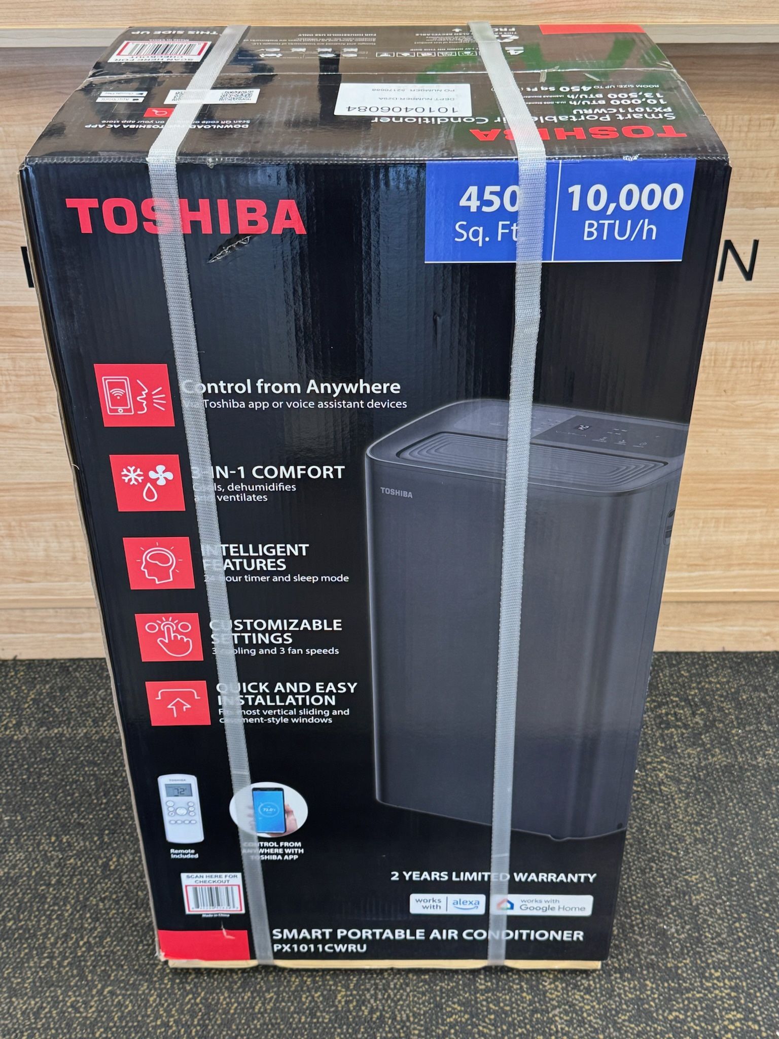 TOSHIBA PX1011CWRU 10,000 BTU Smart Wi-Fi Portable Air Conditioner up to 450 sq. ft.