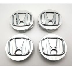 Set Of 4 Honda Gloss Silver Wheel Center Caps 69mm