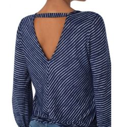 Liverpool Women's Twist Back Long Sleeve Knit Top in Navy