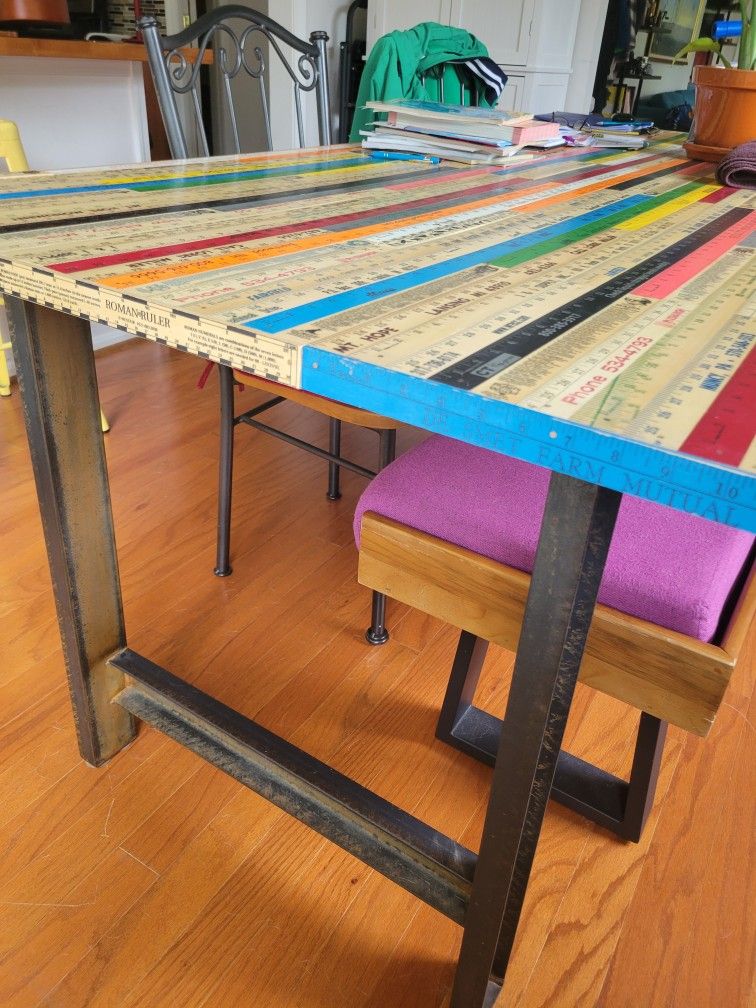 Ruler Table With Bench And 4 Chairs