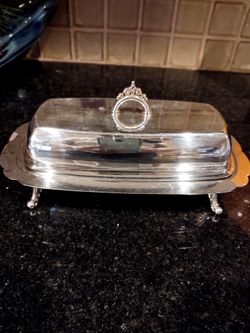 Mid Century Silver Plated Claw Foot Butter Dish