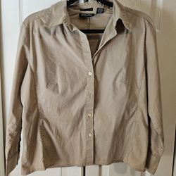 New york and company beige buttoned down blouse size