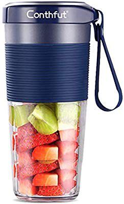 Portable Blender, Cordless Personal Smoothie Juicer, 350ml Mini Mixer, USB Rechargeable Fruit Blender, Juicer Cup with Cleaner Brushes for Home