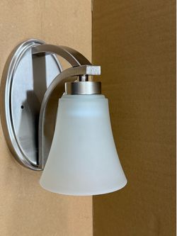 allen + roth —— LYNDSAY- - WALL SCONCE — 5-in 1 - Light Satin Nickel Transitional Vanity Light ( box comes with 1 light)