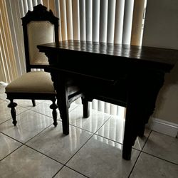 Antique Solid Wood Desk & Chair 41.5”Lx17.5Wx32”H