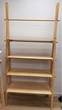 Natural Wood Ladder Shelf display
