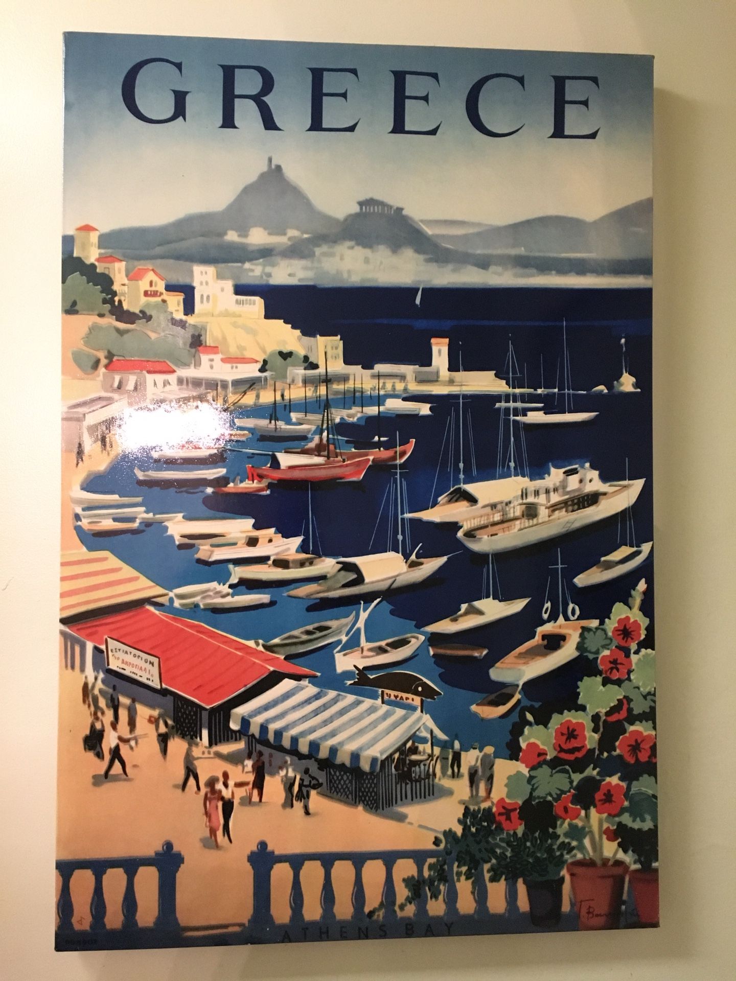 Glossed “Greece” Canvas Travel Print