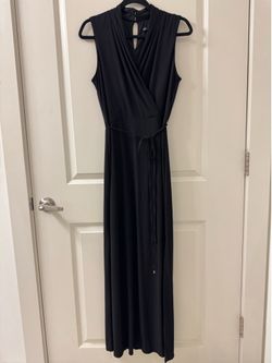 White House Black Market Women’s Stretch Sleeveless Maxi Dress Slit Buttons BHWM