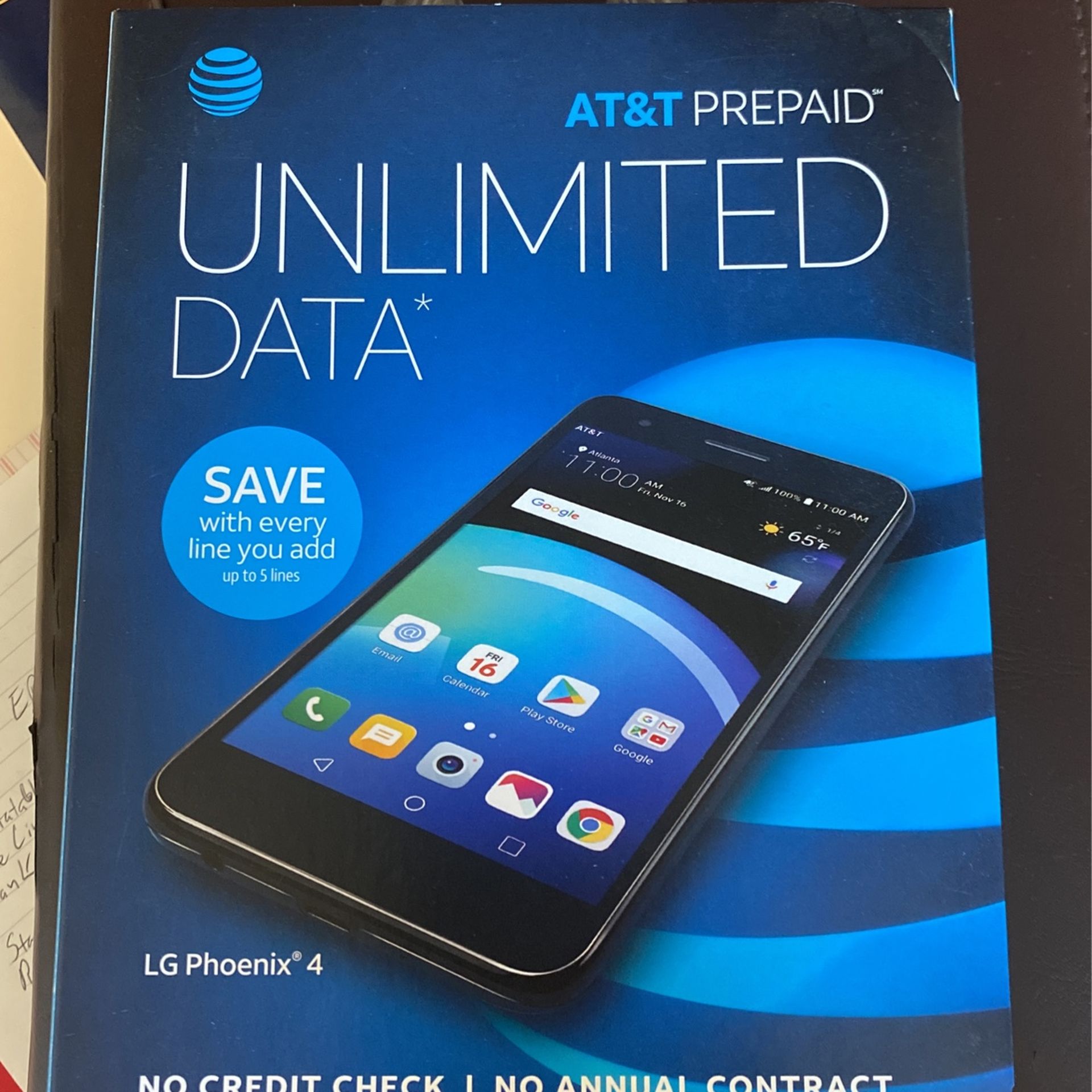 NEW AT&T Prepaid Phone LG Phoenix 4