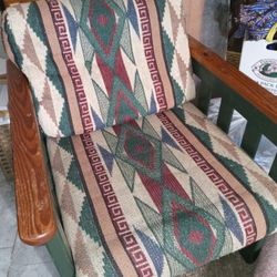 Aztec Style Wooden Chair With Comfortable Cushions