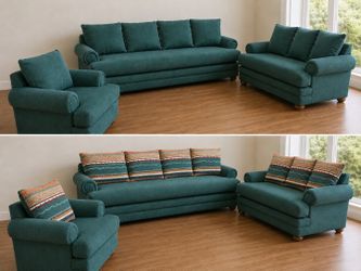 Green Upholdered  Living room couch Set