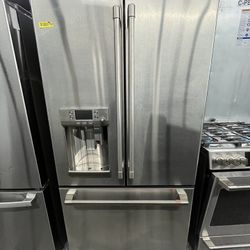 Stainless Steel Counter Depth Cafe Fridge With Keurig K Cup Brewing System  