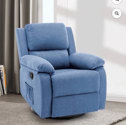 Korser Swivel Rocker Recliner Chair - Blue
