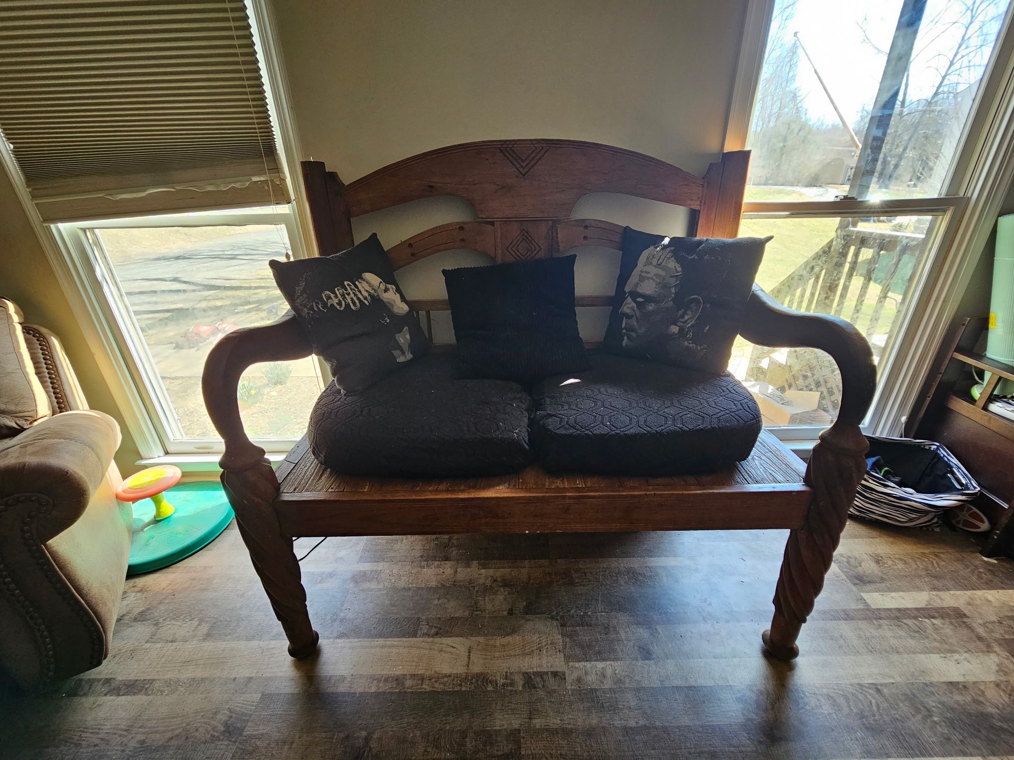 Tiki Wood Love Seat /Couch
