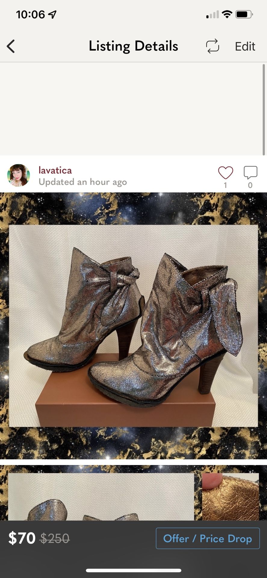 Oh deer! Metallic leather boots. Very unique! 8.5