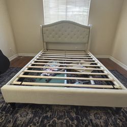Tufted Queen Bed Frame with Headboard – Sturdy & Stylish