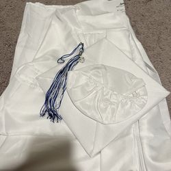 White Graduation Cap & Gown