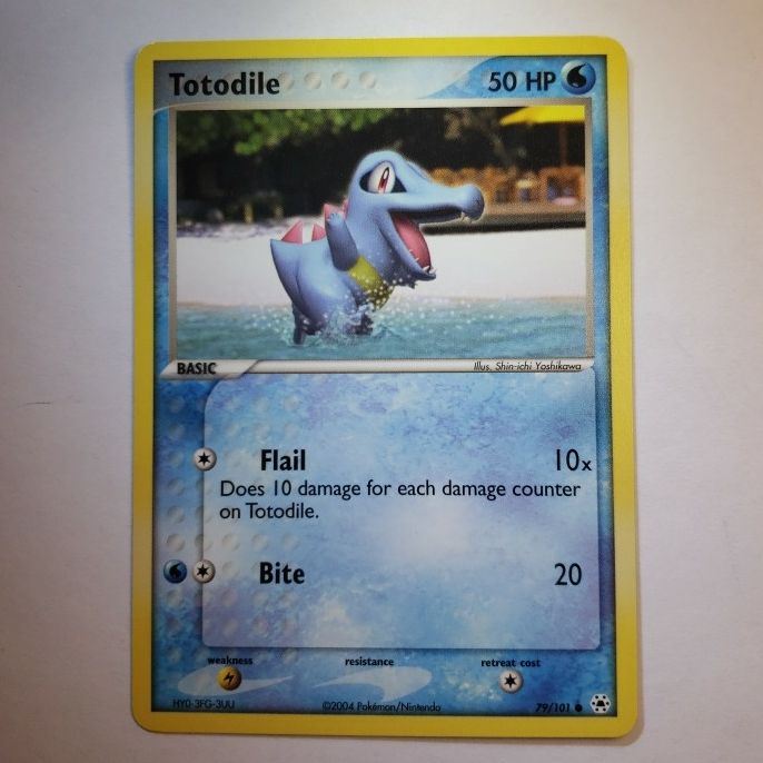 #1. 2004 TOTODILE 79/101 POKÉMON CARD. EX HIDDEN LEGENDS SET. COMMON. NON HOLOFOIL. NM