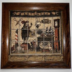 Kay Dee - Antique Framed Wall Hanging - Hand Print on 100% Pure Linen 