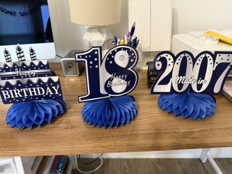 Happy 18th Birthday Blue Decor+FREE🥳
