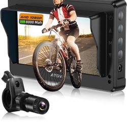 Bike Rear View Camera, Bicycle Mirror Camera Bulit in 8000mAh Rechargeable Battery,4.3" HD 1080P Monitor Bicycle Rear View Mirror Camera for E