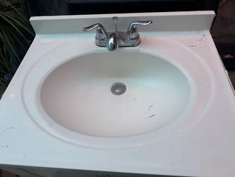 White Drop-In Bathroom Sink with Faucet 24”