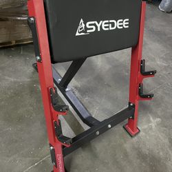 Preacher Curl Bench, Seated Arm Isolated Barbell Dumbbell Bicep Station, Bicep Curl Machine with 2 Bar Holders for Home Gym,Red