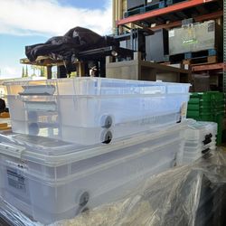Rolling storage bin with wheels -Garage Storage
