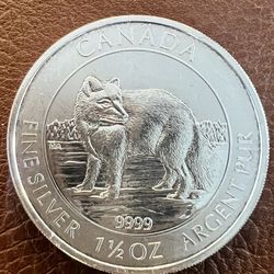 2014 Canada 1.5 Oz Silver ARTIC FOX $8 Coin BU .9999 Fine