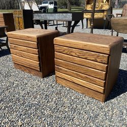 Two oak nightstands