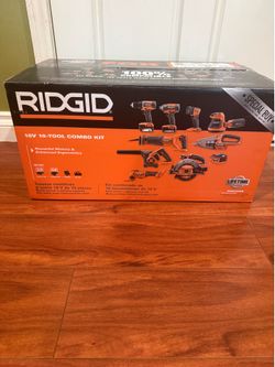 Rigid 18V Cordless 10-Tool Combo Kit with Batteries and Charger
