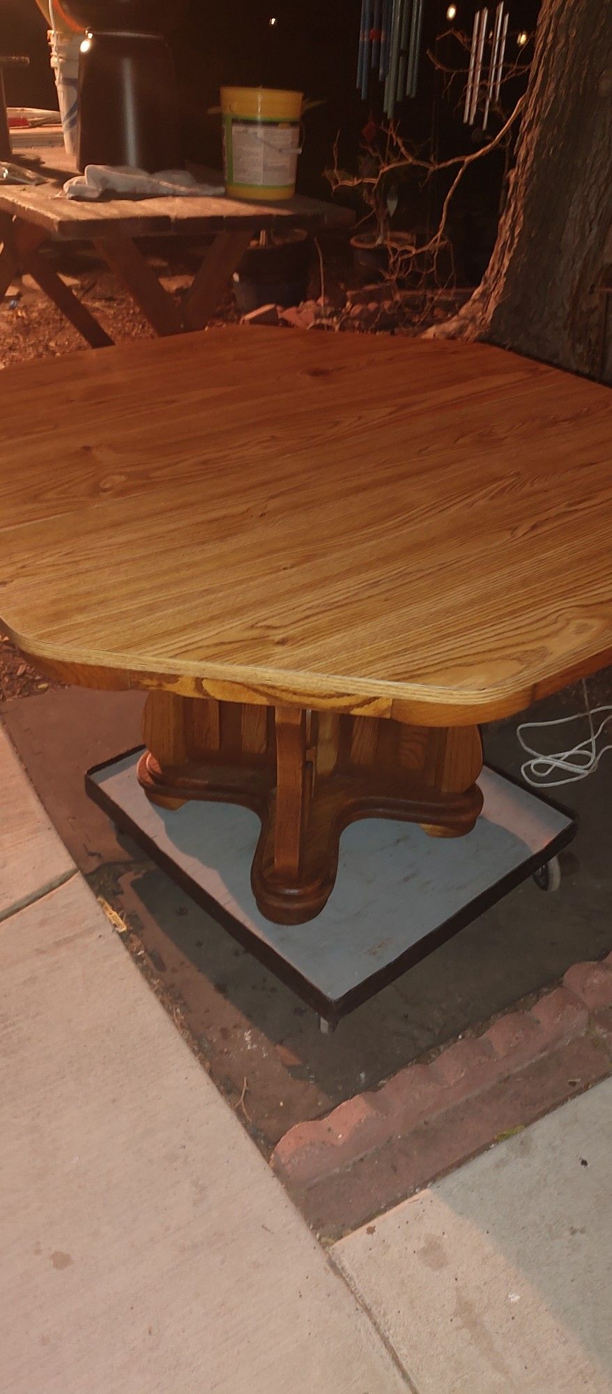 Mid Century Solid Oak Rectangular Octagon Table