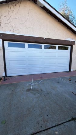 White Double Garage Door with Windows