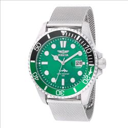 Invicta 47174 Men’s Stainless Steel Mesh – Green Dial – 100M – NEW W/Box
