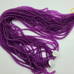 4 MM purple Glass Stone Amatist color Double Strand